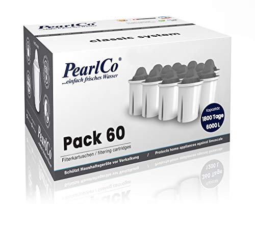 PearlCo - Protect+ classic Pack 60 Filterkartuschen für sehr hartes Wasser - passend zu Brita Classic