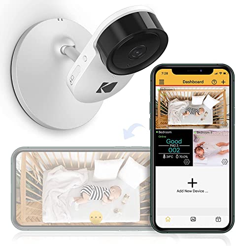 KODAK Cherish C120 Babykamera mit mobiler App - hoch auflösende Babykamera mit ferngesteuertem Zoom, Zwei-Wege-Audio, Nachtsicht, großer Reichweite