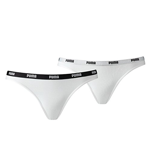 Puma Damen Iconic Bikini Slip 4er Pack, Größe:XS, Farbe:White/White (317)