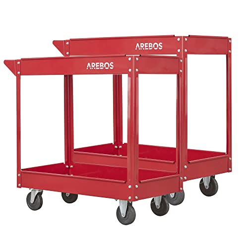 Arebos Werkstatt-Rollwagen Montagewagen/Große Belastbarkeit bis 100 kg / 2 oder 3 Fächer/Einzeln oder als Set (2 Fächer - 2er Set)