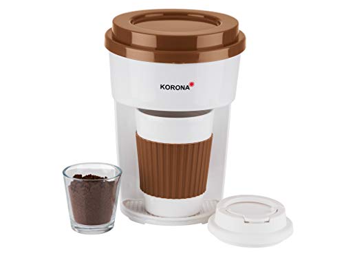 Korona 12202 Kaffeemaschine in braun-Filter Kaffeeautomat mit Becher to Go, weiß