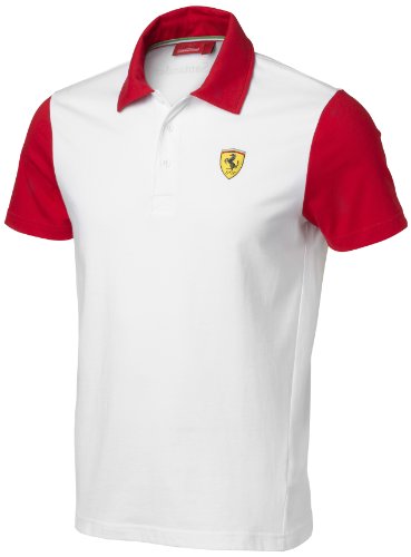 Ferrari Herren Shirt Alonso Block Polo, Weiß, M