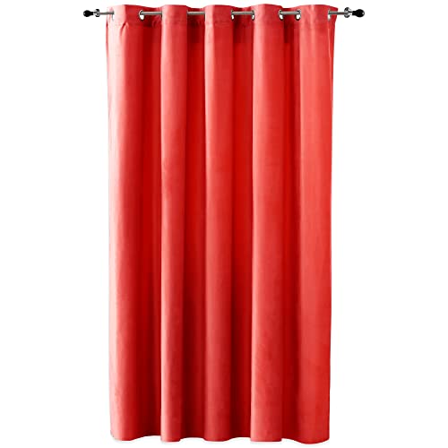 Duffi Verdunkelungsvorhang mit Metallösen, für Schlafzimmer, Wohnzimmer, Schlafzimmer, Wohnzimmer, Schlafzimmer, 1 Stück, lang, Rot, 250 x 260 cm