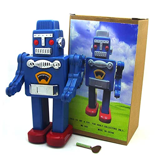 FLADO MS360 Blechroboter-Spielzeug, kreative Geschenke, Aufziehspielzeug, nostalgisches Vintage-Sammlerstück, Kindergeschenk für Jungen und Mädchen, Eltern-Kind-Interaktion (Blau)