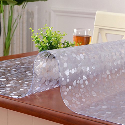 HM&DX Gefrostet Transparent Tischdecken Wasserdicht PVC Tabelle beschützer Abwaschbar Weiches Durchsichtige Tisch Decken Tuch Abdeckung für Kaffee, wohnküche-Kieselstein 80x120cm(31x47inch)