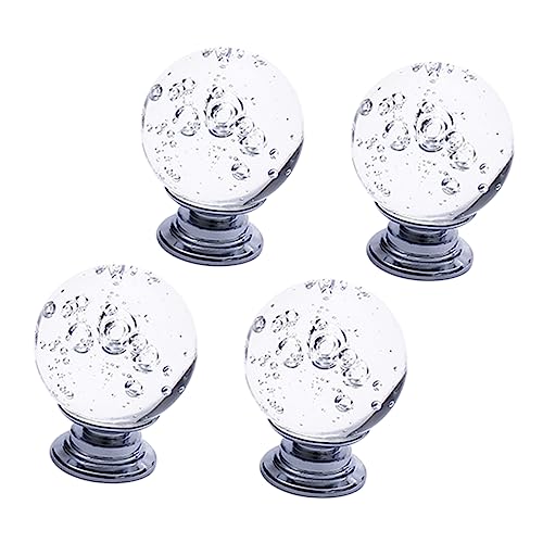 Schubladengriffe und -knöpfe, 4 Stück Bubble Crystal Retro Kommode Küchenknöpfe runder Schminktisch Kommode Knauf Kristall Kristall Tür Schrank Pull Türgriffe (Color : Silver)