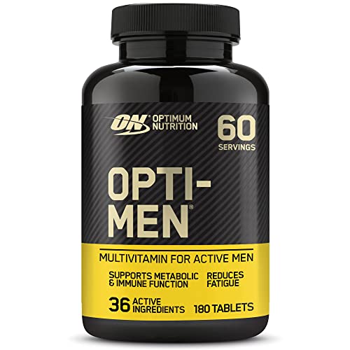 Optimum Nutrition Opti-Men Multivitamin-Nahrungsergänzungsmittel für Männer mit Vitamin D, Vitamin C, Vitamin B6 und Aminosäuren, geschmacksneutral, 60 Portionen, 180 Kapseln