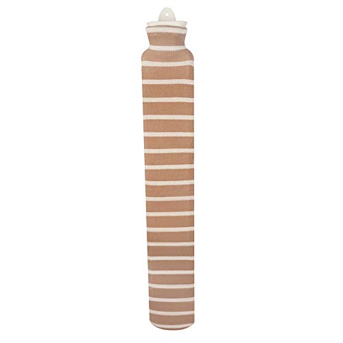 2,5 Liter LONGI - Gummi-Wärmflasche mit Strickbezug aus Baumwolle"Erdstreifen"