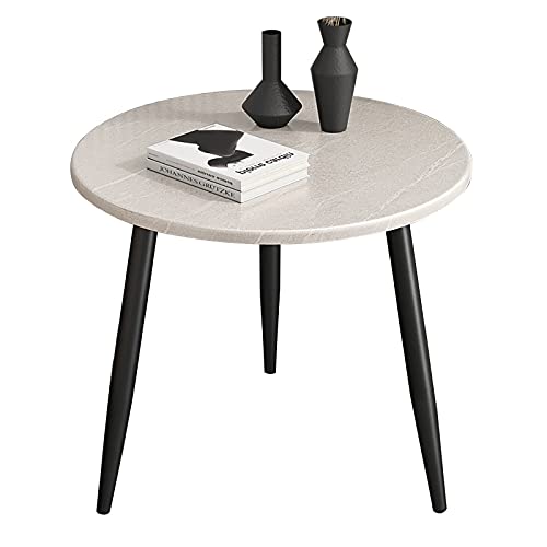 ZWJLIZI Metall Ecktisch, Leichter Luxus Nordic Rock Board Couchtisch, schwarzer Sofa-Seitentisch im Wohnzimmer, runder Nachttisch im Schlafzimmer (Color : C, Size : 50X42CM)