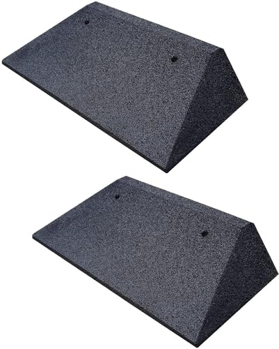 bepco Bordsteinkanten-Rampe-Set (2 Stück) 40-100 mm aus Gummifasern (schwarz) - Auffahrrampe - Türschwellenrampe mit eingelagerten U-Scheiben zur Befestigung