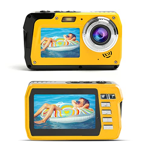 Iriisy Wasserkamera für Unterwasserfotos, HD, 2,7 K, 48 MP, wasserdicht, Digitalkamera mit zwei Bildschirmen, 16-facher Digitalzoom, 1080p HD, Unterwasserkamera, Anti-Vibration