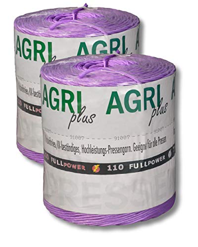 AGRI plus 1 Doppelpack Pressengarn/Erntegarn (18 kg - Für Quaderballen 110 m/kg, Violett)