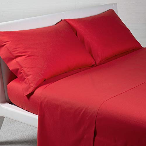 Caleffi Baumwolle, einfarbig, Bettwäsche-Set, Rot, französisches Bett