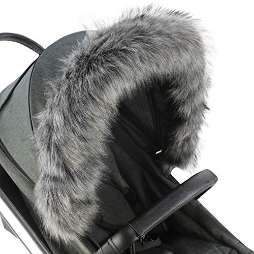 For-Your-Little-One aFHACWM-DG378 - Pram Fur Hood Trim kompatibel On Mima, Dark Grey