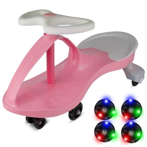 MalPlay Rutschauto mit Leuchtende LED-Räder, Wackelauto für Kinder ab 2 Jahren, Rosa