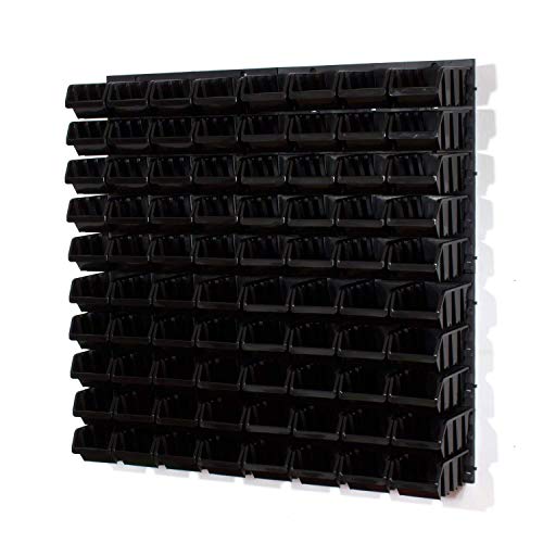 80 Box Wandregal Lagerregal Werkzeugwand Stapelboxen Wandplatten schwarz POP Serie Gr.2 + Organizer