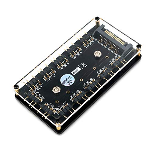 LeHang 12-poliger 5-V-RGB-LED-Splitter-Hub mit PMMA-Gehäuse und magnetischem Abstandshalter für ASUS/MSI 5-V-3-Pin-LED-Controller