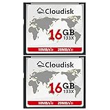 Cloudisk 2-Pack Compact Flash Card 16GB 133X CF 2.0 Kartenleistung für DSLR Kamera, Vintage Digitalkamera und Industrie Ausrüstung (16GB CompactFlash)