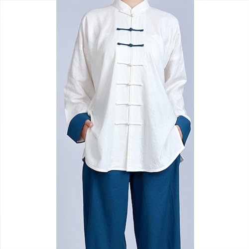 BATTTX Kampfkunst-Kleidung, Traditionelle Chinesische Uniformen For Tai Chi, Unisex-Kostüm (Color : White, Size : XXL)