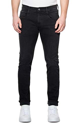 Replay Herren Anbass Hyperflex Clouds Slim Jeans, Schwarz (Black 098), W32/L30 (Herstellergröße: 32)
