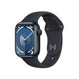 Apple Watch Series 9 (GPS, 41 mm) Smartwatch mit Aluminiumgehäuse und Sportarmband S/M in Mitternacht. Fitnesstracker, Blutsauerstoff und EKG Apps, Always-On Retina Display, Wasserschutz