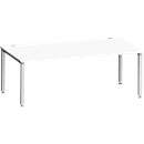 Schreibtisch MODENA FLEX, Rechteck, 4-Fuß Quadratrohr, B 2000 x T 1000 x H 720-820 mm, weiß/weißaluminium 2