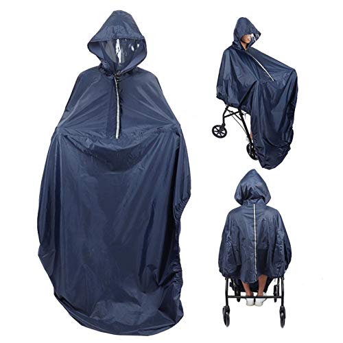 Wasserdichter Poncho für Rollstuhlfahrer mit Kapuze Ultraleichter wasserdichter Rollstuhl mit Kapuze Regenschutz Regenmantel Sicherer Halsverschluss für Männer und Frauen
