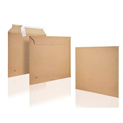 WPTrading - 25 Stück Wellpappe Kalenderverpackung DIN B2 740 x 530 mm (SW995) selbstklebend Braun - Pappe Versandtaschen aus Karton für Kalender - Bilderkarton Versand Verpackung für Bilderrahmen