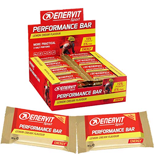 ENERVIT SPORT Performance Bar | High Carb Energy Bar | Energieriegel mit Eiweiß, Magnesium und Vitaminen | Sport Riegel fürs Training | (Zitrone, Vorteilspack mit 28 Doppelriegel)