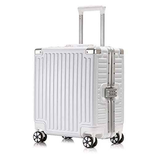 Kleiner, leichter Koffer mit Rädern, Aluminium-Rahmen, harter Reisekoffer mit TSA-Schloss, 8 Spinner-Räder, Gepäck, einfaches Reisen, Rollgepäck, Handgepäck für Reisen/Business, weiß, Modern