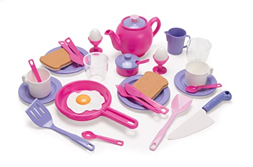 Dantoy - My Little Princess Frühstückset - Kinderküche - Geschirrset - Sandspielzeug - Zubehör - Spielküche - 32 Teilen - Kinder ab 3 Jahre – Spielzeug - Ecolabel Plastik - Dänemark Produziert