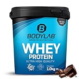 Protein-Pulver Bodylab24 Whey Protein Double Chocolate 1kg, Schokolade-Protein-Shake für den Kraftsport, Whey-Pulver kann den Muskelaufbau unterstützen, Hochwertiges Eiweiss-Pulver, Aspartamfrei