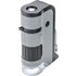 Carson MicroFlip Taschenmikroskop Vergrößerungsbereich 100x - 250x mit LED-Beleuchtungsfunktion und praktischem Adapter-Clip zur Befestigung an einem Smartphone