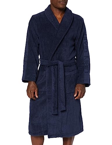 Calvin Klein Herren Robe Bademantel, Blau (Blue Shadow 8sb), Large (Herstellergröße: L-XL)