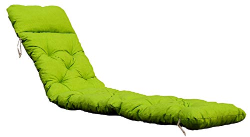 Deckchair Sitzkissen Sitzpolster Auflage für Liege, 195x49 cm grün/gelb
