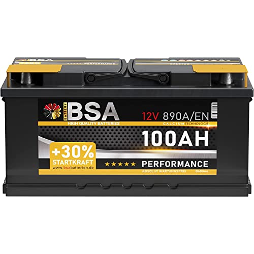 BSA Autobatterie 12V 100Ah Starterbatterie ersetzt 88Ah 90Ah 92Ah 95Ah (890A Startkraft)