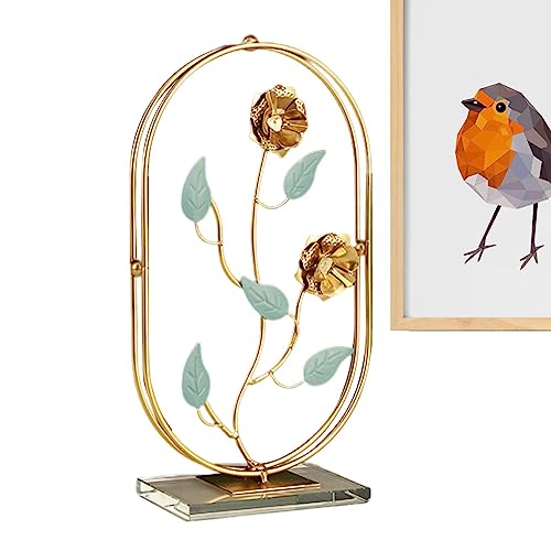 Metall-Lotus-Dekor - Modernes Blumenornament aus goldenem Eisen mit Kristallsockel | Einzigartige, elegante Tischdekoration für Büros, Schlafzimmer, Wohnzimmer, Esszimmer Dispra