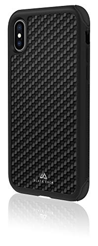 Black Rock - Robust Case Real Carbon Hülle für Apple iPhone X/Xs | Cover, Leder Handyhülle, kabelloses Laden, Fiber, TPU, Silikon (Schwarz)