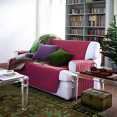 Caleffi Sofaüberwurf für 3-Sitzer, zweifarbig, Bordeaux, aus Baumwolle, 78232