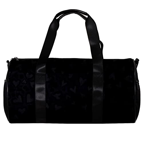 Runde Sporttasche mit abnehmbarem Schultergurt Schwarz Leopardenhaut Muster Design Training Handtasche Übernachtungstasche für Damen und Herren, mehrfarbig, 45x23x23cm/17.7x9x9in