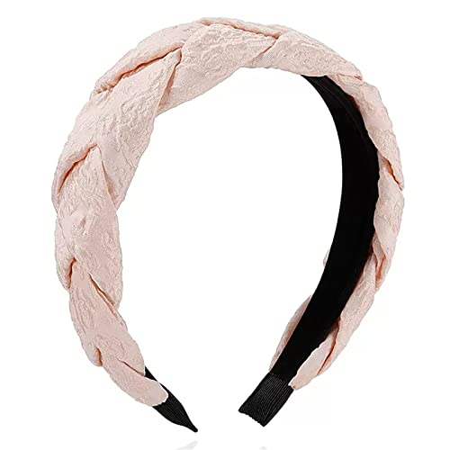 Stirnbänder für Frauen Bedrucktes Twist-Haarband Party Hochzeit Kopfschmuck Haarreifen (Farbe: Rosa, Größe: 15 x 4,5 cm)