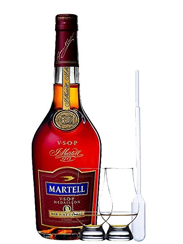 Martell VSOP Cognac Frankreich 0,7 Liter + 2 Glencairn Gläser und Einwegpipette