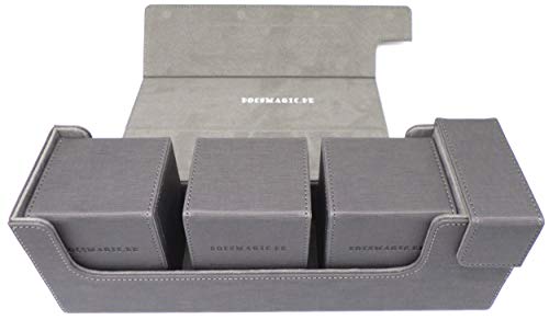 docsmagic.de Premium Magnetic Tray Long Box Silver Medium + 3 Flip Boxes - Silber