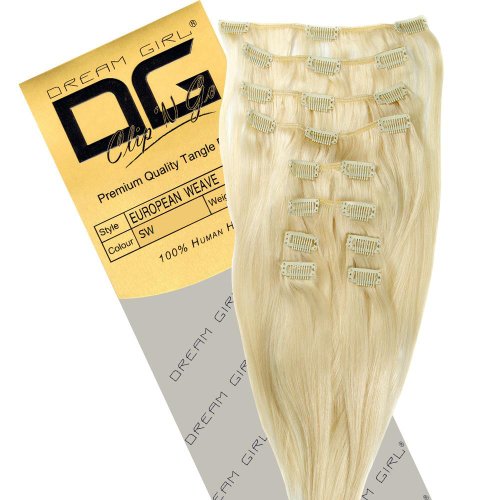 Dream Girl 14 inch Colour Snow White Clip On Hair Extensions