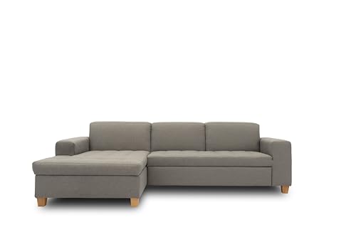 DOMO Collection Sugar Ecksofa | Sofa in L-Form, Eckcouch Polstergarnitur, hellgrau, 266x162x80 cm