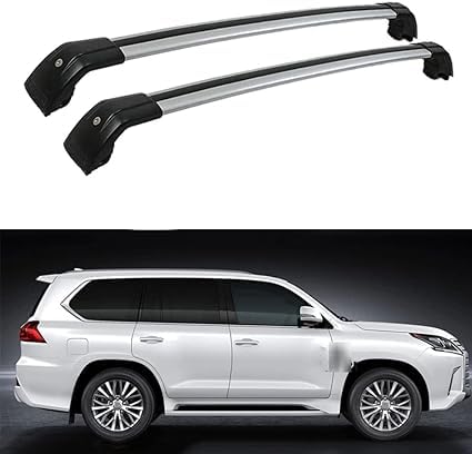 Aluminium-Dachträger-Querträger für Lexus LX-Series LX570 5-Door SUV 2016-2018 – Seitenschienen-Gepäckträger für verbesserte Ladekapazität, Auto-Modifikationszubehör,normal-Silver+Black