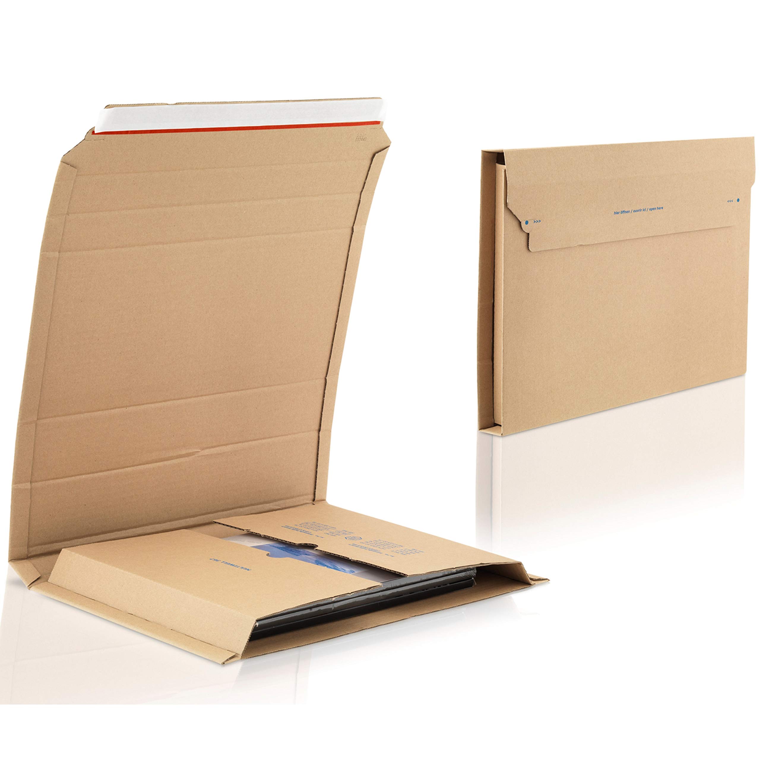 WPTrading - 350 Stück Wellpappe Buchverpackung DIN B5 270 x 185 x 60 mm (MW356E) selbstklebend Braun - Buch Karton Versandtaschen für Büchersendung reißfest - Bücher Warensendung Versandverpackung
