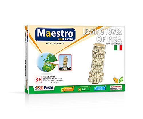 Maestro 120093 Torre DE PISA-50 PCS-TAMAÑO MONTADO: 10CM X 11CM X 25CM 3D-Puzzles, bunt