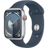 APPLE Watch Series 9 GPS + Cellular 45mm Silver Aluminium Case with Storm Blue Sport Band - S/M (MRMG3QF/A) - Sonderposten