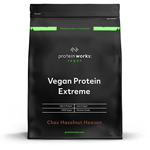 Protein Works Vegan Extreme Protein, 100% pflanzlich, Essentielle Vitamine, FÜNF Proteinmischungen, Schoko Haselnuss Himmel, 2kg